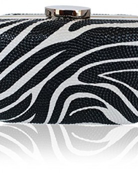 NEW-Black-White-Zebra-Stripe-Textured-Hardcase-Clutch-with-Dust-Bag-0