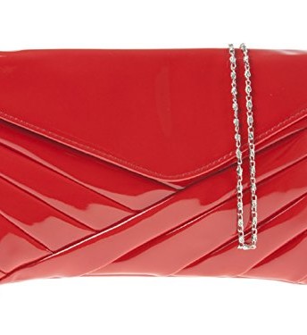NEW-LADIES-GLOSSY-PATENT-PLEATED-FAUX-LEATHER-ENVELOPE-CLUTCH-EVENING-HANDBAG-BAG-5-GREAT-COLOURS-FROM-Accessorize-me-RED-0