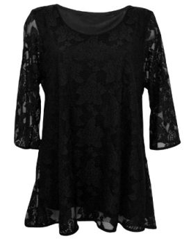 NEW-LADIES-WOMEN-FULL-LACE-LINED-FLOWER-SMOCK-TOP-LADIES-TOP-PLUS-SIZE-14-32-2628-BLACK-0