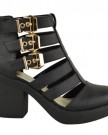 NEW-LADIES-WOMENS-CUT-OUT-GLADIATOR-STRAPPY-ANKLE-BOOTS-MID-HIGH-HEEL-SHOES-SIZE-UK-3-EU-36-US-5-Black-Faux-Leather-Gold-chunky-Buckle-High-Heel-0-1
