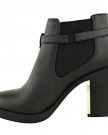 NEW-LADIES-WOMENS-GOLD-MID-HIGH-HEEL-CHELSEA-ANKLE-BOOTS-CHUNKY-BLOCK-SHOES-SIZE-UK-5-Black-Faux-Leather-0-2