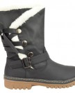 NEW-LADIES-WOMENS-LOW-HEEL-FLAT-FUR-LINED-GRIP-SOLE-WINTER-ANKLE-CALF-BOOTS-SIZE-UK-6-EU-39-US-8-Black-Faux-Leather-0-0