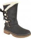 NEW-LADIES-WOMENS-LOW-HEEL-FLAT-FUR-LINED-GRIP-SOLE-WINTER-ANKLE-CALF-BOOTS-SIZE-UK-6-EU-39-US-8-Black-Faux-Leather-0-1