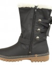 NEW-LADIES-WOMENS-LOW-HEEL-FLAT-FUR-LINED-GRIP-SOLE-WINTER-ANKLE-CALF-BOOTS-SIZE-UK-6-EU-39-US-8-Black-Faux-Leather-0-2