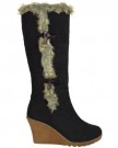 NEW-LADIES-WOMENS-MID-WEDGE-HEEL-FUR-LINED-WARM-WINTER-KNEE-HIGH-CALF-BOOTS-SIZE-UK-4-EU-37-US-6-Black-Faux-Leather-0-1