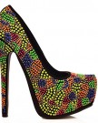 NEW-Ladies-Bright-BlackBeige-Neon-Multicolour-Super-High-Heels-Court-Shoes-SizeUK-5-EU-38-US-7-AU-6Black-Multi-0-0