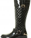 NEW-WOMANS-LADIES-KNEE-HIGH-FLAT-HEEL-PATENT-BLACK-GOLD-QUILTED-BIKER-RIDING-BOOTS-SIZE-3-4-5-6-7-8-UK-6-Black-0-0