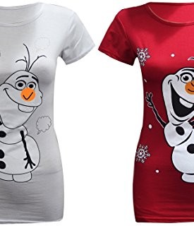 NEW-WOMEN-XMAS-OLAF-FROZEN-CHRISTMAS-T-SHIRT-TOP-SLIM-FIT-UK-SIZE-8-26-ML-12-14-RED-0