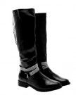 NEW-WOMENS-BIKER-RIDING-BOOTS-STUD-ANKLE-STRAP-KNEE-HIGH-FAUX-LEATHER-LADIES-GIRLS-BLACK-SIZE-UK-6-0-6