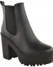 NEW-WOMENS-LADIES-CHUNKY-CLEATED-SOLE-HIGH-HEEL-PLATFORM-ANKLE-BOOTS-SHOES-SIZE-UK-5-Black-Faux-Leather-0-0