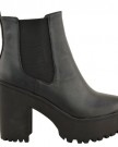 NEW-WOMENS-LADIES-CHUNKY-CLEATED-SOLE-HIGH-HEEL-PLATFORM-ANKLE-BOOTS-SHOES-SIZE-UK-5-Black-Faux-Leather-0-1