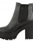 NEW-WOMENS-LADIES-CHUNKY-CLEATED-SOLE-HIGH-HEEL-PLATFORM-ANKLE-BOOTS-SHOES-SIZE-UK-5-Black-Faux-Leather-0-2