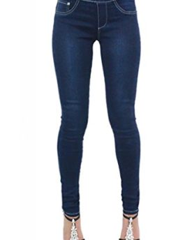 NEW-WOMENS-LADIES-FADED-STREAK-BLUE-JEANS-ELASTICATED-WAIST-SKINNY-PANTS-UK-Sizes-6-8-10-12-14-0