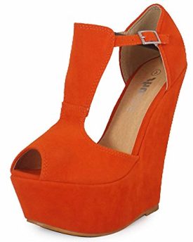 NEW-WOMENS-LADIES-ORANGE-FAUX-SUEDE-PLATFORM-PEEPTOE-HIGH-WEDGE-SHOES-BOOTS-4-0