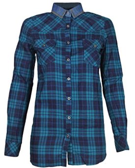 NEW-WOMENS-LADIES-TARTAN-PLAID-STRIPED-DETAIL-COLLAR-LUMBER-JACK-SHIRT-8-14-0