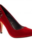 NEW-WOMENS-SPIKE-STUDS-FULL-TOE-HIGH-HEELS-LADIES-COURT-SHOES-FAUX-SUEDE-LEATHER-DARK-RED-6-0