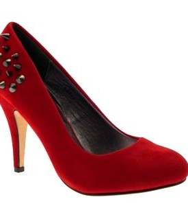 NEW-WOMENS-SPIKE-STUDS-FULL-TOE-HIGH-HEELS-LADIES-COURT-SHOES-FAUX-SUEDE-LEATHER-DARK-RED-6-0