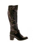 NEW-WOMENS-STRAPPY-WIDE-CALF-STRETCH-BLOCK-HEEL-RIDING-BOOTS-KNEE-HIGH-LADIES-GIRLS-BROWN-SIZE-UK-4-0