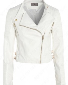 NEW-Womens-Biker-Jacket-Off-White-Faux-Leather-Size-8-16-UK-10-Off-White-0