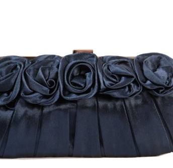 Navy-blue-satin-clutch-bag-with-gentle-pleats-and-satin-flowers-on-the-front-0