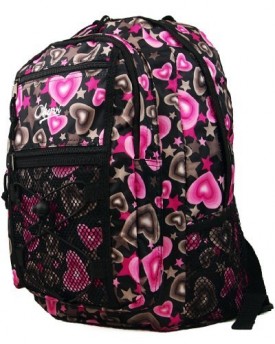 New-Girls-Womens-Chervi-Hearts-School-College-Hand-Luggage-Travel-Backpack-Bag-Black-Grey-Pink-0