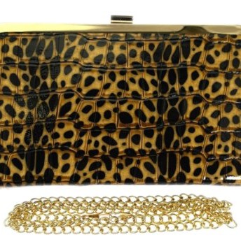 New-Girly-Handbags-New-Faux-Leather-Glossy-Animal-Print-Leopard-Zebra-Patent-Hard-Case-Clutch-Bag-Earth-Yellow-0