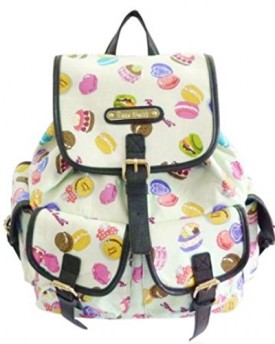 New-Girly-Handbags-Rucksack-Canvas-Cupcakes-Pockets-Backpack-School-Womens-Girls-College-Cotton-Cream-0
