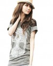 New-Korean-Fashion-Style-Womens-Casual-Skull-Lace-Short-Sleeve-Loose-Shirt-Blouse-Top-MUK8-10-Grey-0