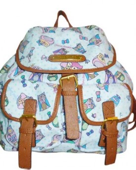New-LYDC-Anna-Smith-Backpack-Rucksack-Designer-Vintage-Retro-Style-Owl-Bag-Shoulder-Bag-Multi-ColorBlue-0