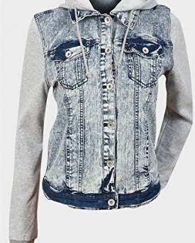New-Ladies-Acid-Wash-Hooded-Denim-Jeans-Jacket-Long-Jersey-Sleeves-Womens-Size-14-UK-0