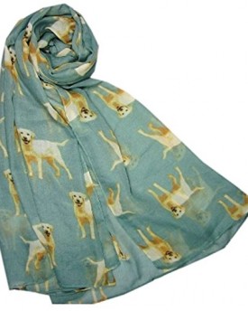 New-Ladies-Big-Labrador-DOG-Animal-Puppy-Print-Fashion-Scarf-Wrap-Shawl-GREEN-0