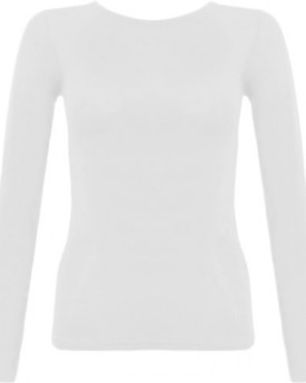 New-Ladies-Plus-Size-Long-Sleeve-T-shirt-Womens-Stretch-Plain-Top-White-1618-0