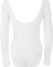 New-Ladies-Stretch-Bodysuit-Long-Sleeve-Top-Womens-Leotard-White-810-0-0