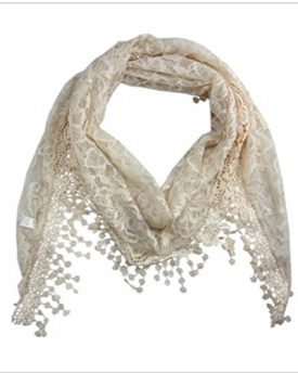 New-Ladies-Stylish-teardrop-Rose-Flower-Print-Lace-Triangle-Scarf-Wrap-Shawl-CREAM-0