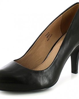 New-LadiesWomens-Black-Leather-Court-Shoes-With-Medium-Heels-8Cm-Black-Leather-UK-6-0