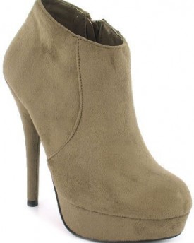 New-LadiesWomens-Taupe-Microsuede-High-Heel-Ankle-Boots-Taupe-UK-6-0