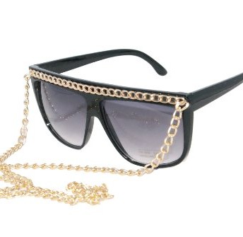 New-SNOOKI-Black-Brown-Chain-Sunglasses-Lady-Glasses-JERSEY-SHORE-Black-Gold-Chain-0