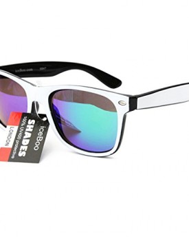 New-Wayfarer-Sunglasses-Two-tone-reflective-lenses-Vintage-Retro-Classic-Mens-Womens-UV400-White-Black-frame-Blue-reflective-Lens-0