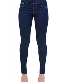 New-Womens-Ladies-Blue-Jeans-JEGGINGS-Simple-ELASTICATED-Waist-Stretchy-Skinny-Pants-UK-Sizes-14-0