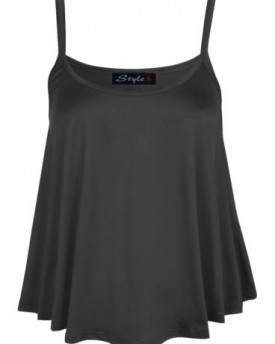 New-Womens-Ladies-Plain-Swing-Flared-Vest-Sleeveless-Top-Strappy-Cami-Top-8-10-12-14-ML-1214-Black-0