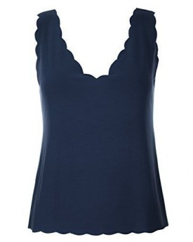 New-Womens-Ladies-Sleeveless-Petal-Wave-Summer-T-Tee-Shirt-Blouse-Vest-Tank-Top-COLOR-NAVY-SIZE-M-L-0