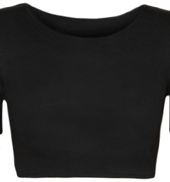 New-Womens-Plain-Crop-Short-Sleeve-Top-Round-Neck-Stretch-Ladies-Bra-Vest-Black-810-0