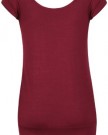 New-Womens-Short-Cap-Sleeve-Gathered-Ruched-T-Shirt-Ladies-Plain-Casual-Round-Neck-Stretch-Fit-Top-Burgundy-Size-14-16-LXL-0-0