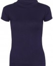 New-Womens-Turtle-Polo-Neck-T-Shirt-Tops-Ladies-Short-Sleeve-Stretch-Fitted-Gathered-Ruched-Top-Navy-Blue-Size-12-14-0-1