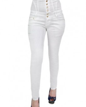 New-Womens-denim-jeans-High-Waisted-Laces-on-back-super-skinny-slim-fit-in-white-40-0
