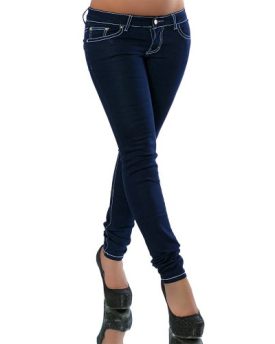 No-Name-Womens-Skinny-Plain-or-unicolorJeans-Dunkelblau-14-0