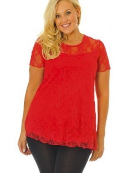 Nouvelle-Scarlet-Lace-Lined-Top-Red-Size-20-0