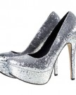 ODEON-Silver-Glitter-High-Heel-Platform-Party-Prom-Court-Shoes-5-0