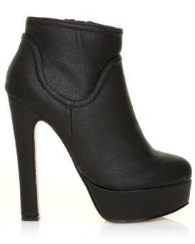 OLIVE-Black-PU-Leather-Stiletto-Very-High-Heel-Ankle-Boots-Size-UK-5-EU-38-0