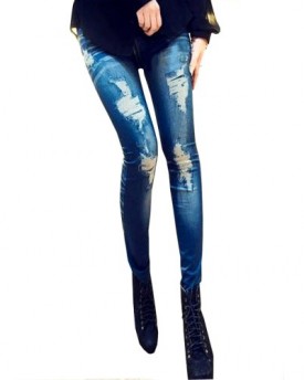 OMO-Sexy-Stylish-BIG-Ripped-Effect-Denim-Look-Faux-Jean-Stretchy-Leggings-Tights-Pants-Jegging-0